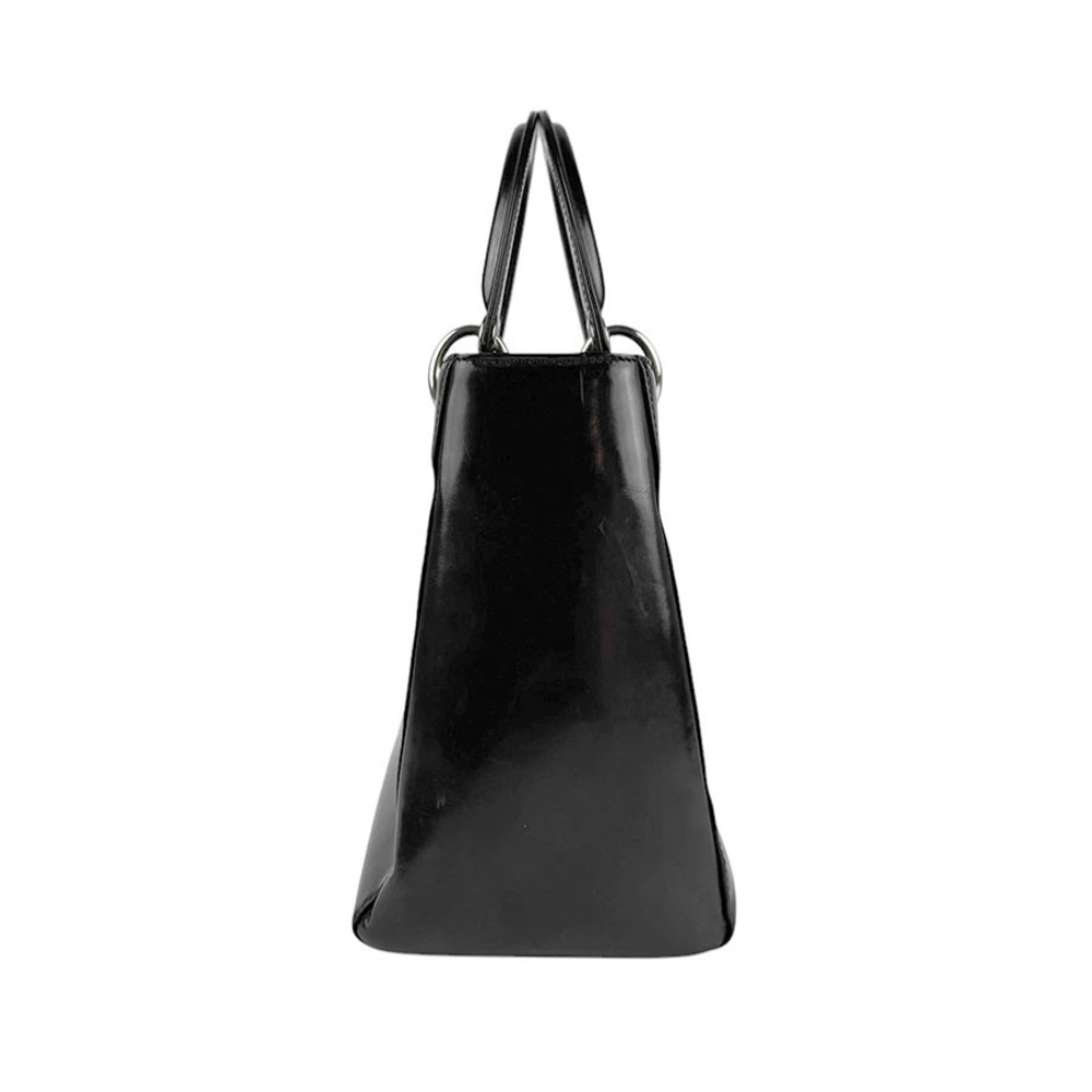 Dior handbag Lady Patent Christian Vernis black leather Black